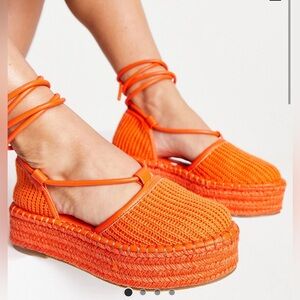 ASOS Orange Juggle Platform Espadrille Sandals SOLD OUT - US 9